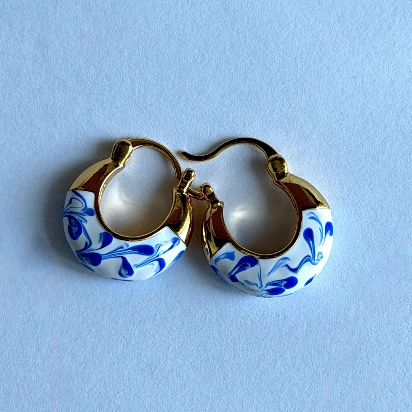 The Ming Blue: Marbled Hoop Earrings