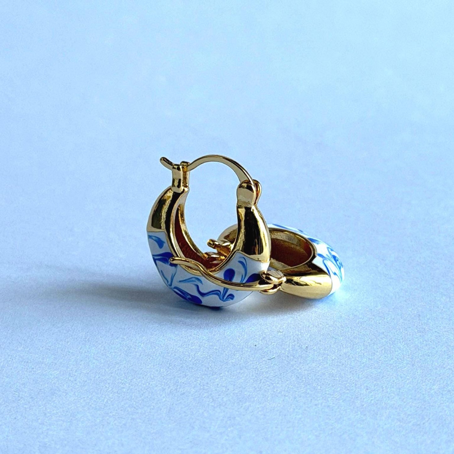 The Ming Blue: Marbled Hoop Earrings