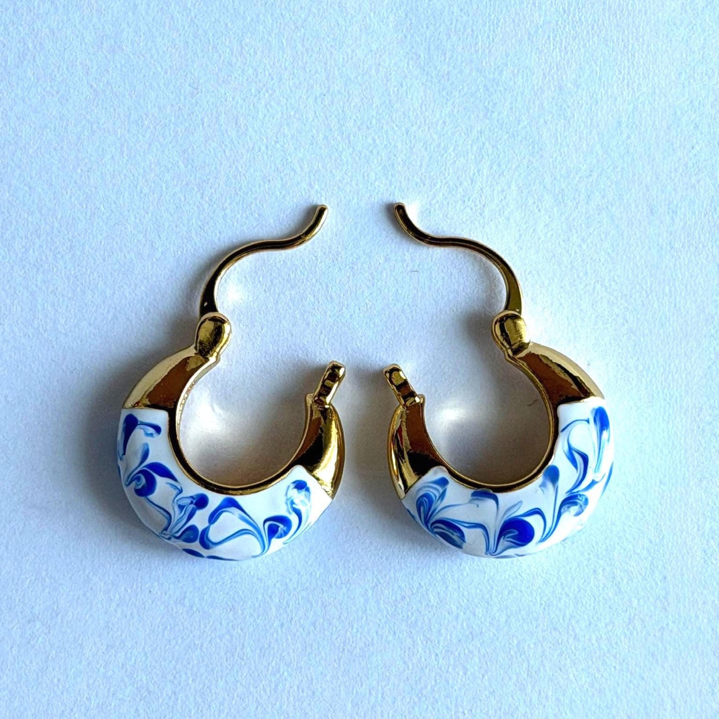 The Ming Blue: Marbled Hoop Earrings