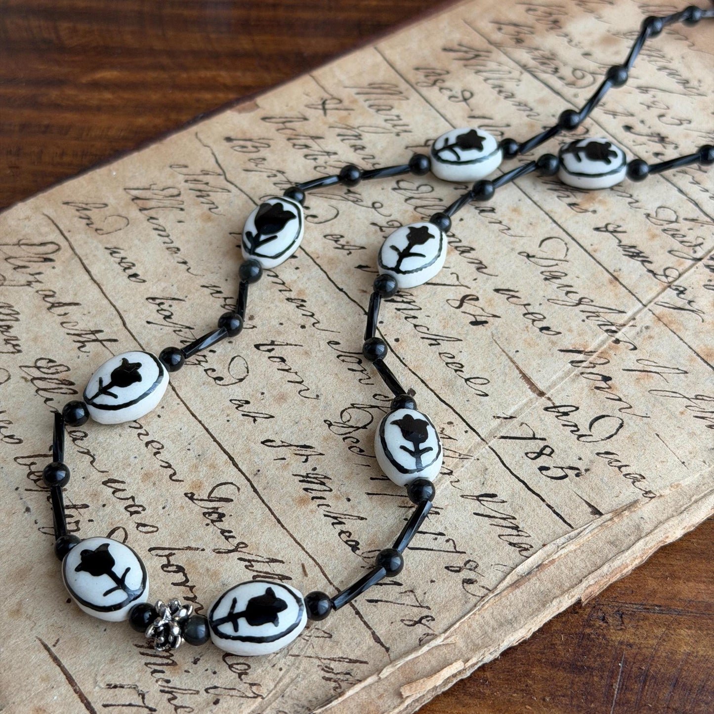 Vintage-Inspired Chinoiserie Tulip Charm Necklace